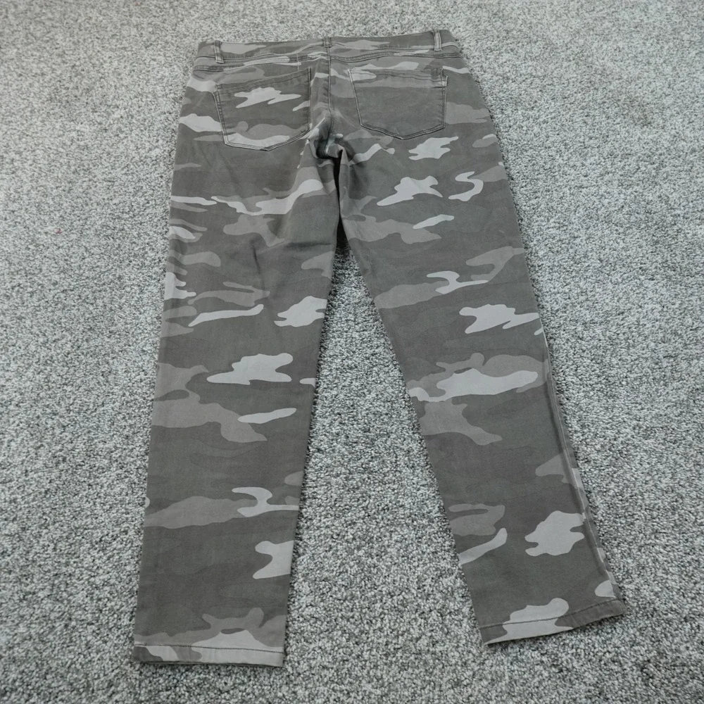 Democracy Jeans Womens 12 Gray Camo Ab Technology Pants Stretch Skinny Mid Rise